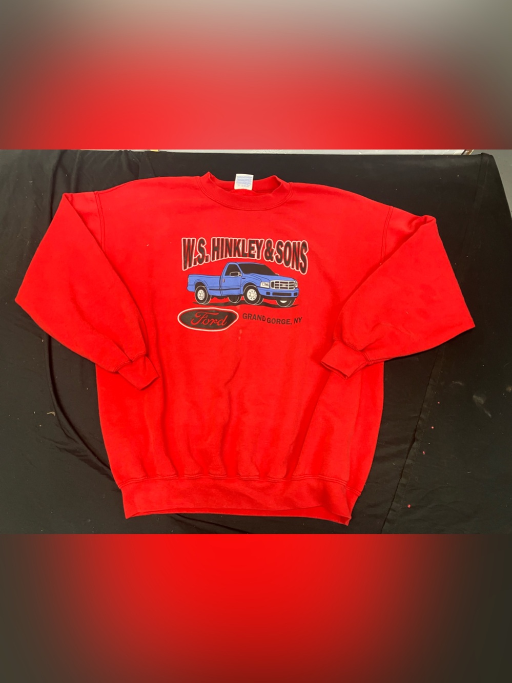 Active USA Red Crewneck Sweatshirt with Truck Graphic